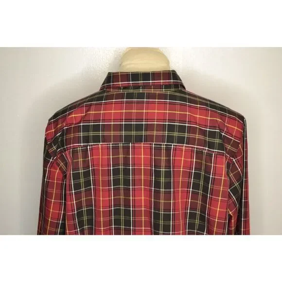 Orvis Women's 18 Red Buffalo Plaid Long Sleeve Button Down Tunic Shirt - Picture 7 of 11